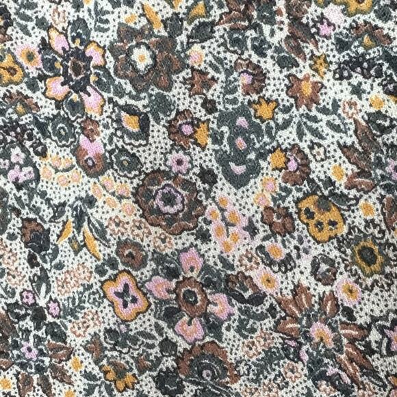 Roan & Ryan Floral Print Black, PInk, Green V-Neck, Peasant Blouse Size L - Picture 5 of 8